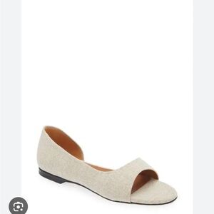 STAUD Dominique Open Toe Linen Cream flats 38